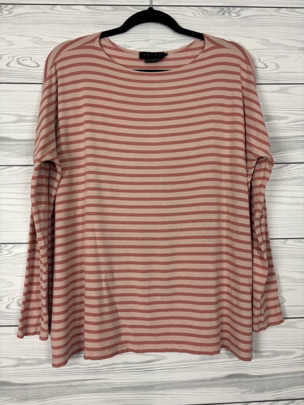 HATCH Maternity Pink Stripe Bateau Long Sleeve Shirt Size 2 (Medium)